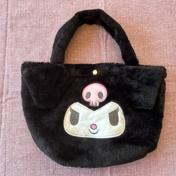 Sanrio Handbags - Sanrio Kuromi Plush Tote Bag NWOT Black Kawaii Goth Y2K Halloween Purse
